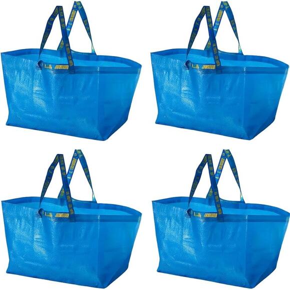 Ikea Frakta 4 New Shopping Large Bags Blue tote Grocery Laundry Storage Bins Bag - Picture 1 of 3